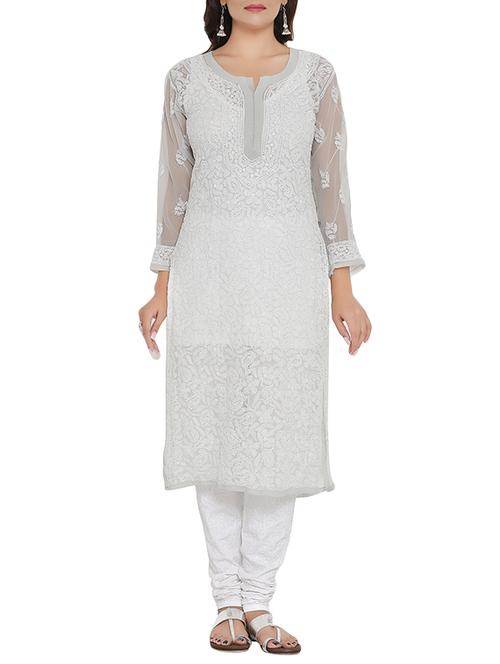 ada grey georgette straight kurta - 14926668 - Standard Image - 1