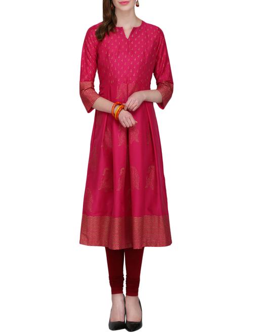 KAANCHIE NANGGIA pink cotton blend flared kurta - 14926705 - Standard Image - 1
