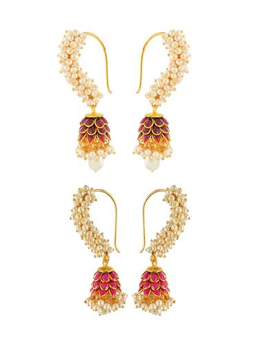 multi colored brass combo earrings - 14926757 - Very Small Image - 1