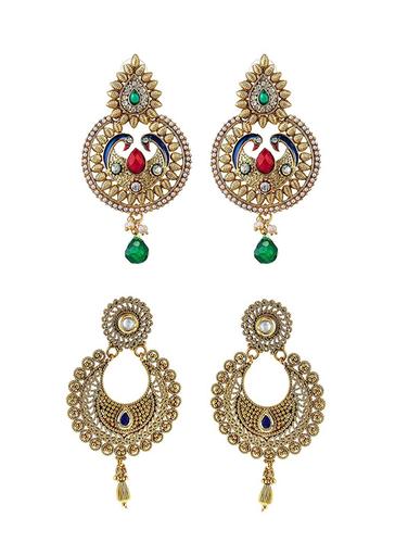 multi colored brass drop (set of 2) earrings - 14926764 - Very Small Image - 1
