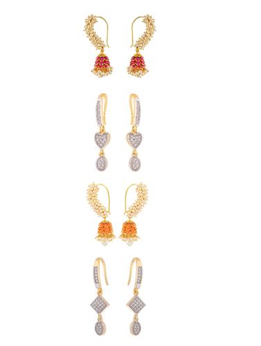 multi colored brass jhumka (set of 4) earrings - 14926783 - Very Small Image - 1