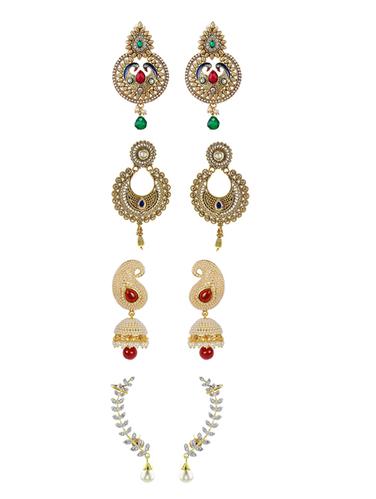 multi colored brass drop (set of 4) earrings - 14926794 - Very Small Image - 1