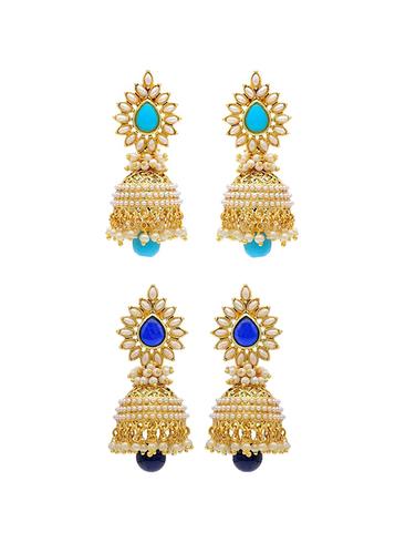 multi colored brass combo earrings - 14926800 - Very Small Image - 1
