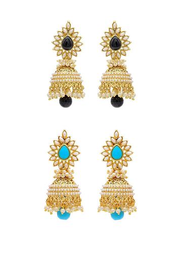 multi colored brass combo earrings - 14926801 - Very Small Image - 1