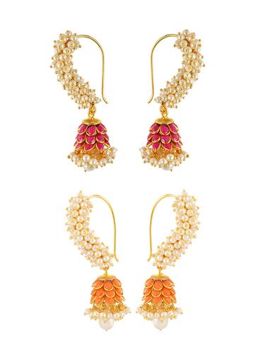 multi colored brass combo earrings - 14926808 - Very Small Image - 1