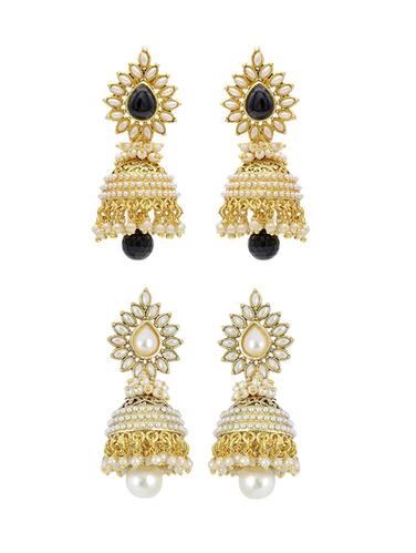 multi colored brass jhumka (set of 2) earrings - 14926818 - Very Small Image - 1