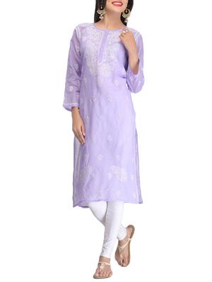 ada purple cotton straight kurta - 14927058 - Standard Image - 2