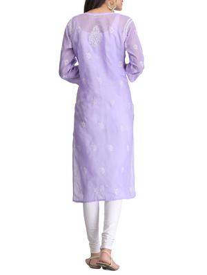ada purple cotton straight kurta - 14927058 - Standard Image - 3