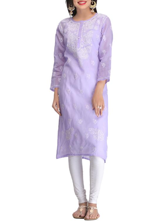 ada purple cotton straight kurta - 14927058 - Zoom Image - 1