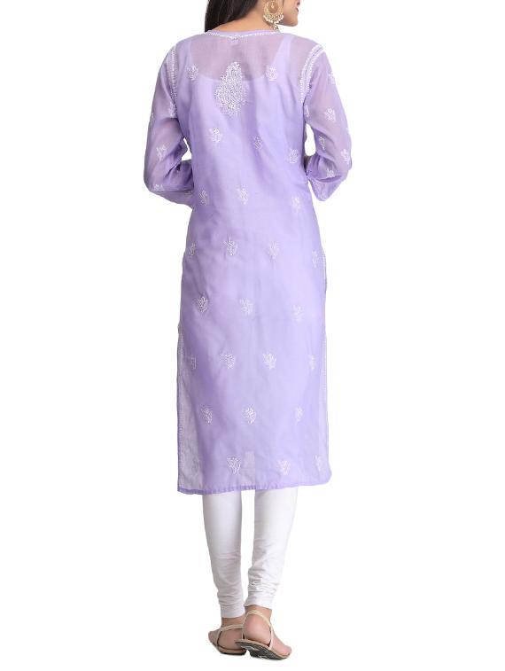ada purple cotton straight kurta - 14927058 - Zoom Image - 3