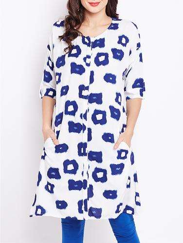 white rayon a-line kurta - 14927277 - Very Small Image - 1