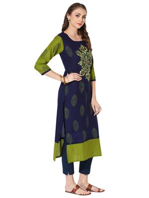 blue georgette straight kurta - 14929013 - Standard Image - 2