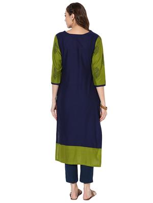 blue georgette straight kurta - 14929013 - Standard Image - 3