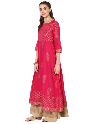 block print flared kurta - 14929035 - Standard Image - 2