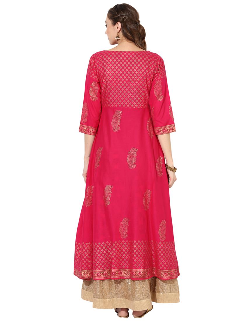 block print flared kurta - 14929035 - Zoom Image - 3