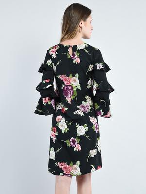 black printed crepe shift dress - 14929106 - Standard Image - 3