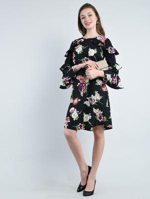 black printed crepe shift dress - 14929106 - Standard Image - 4