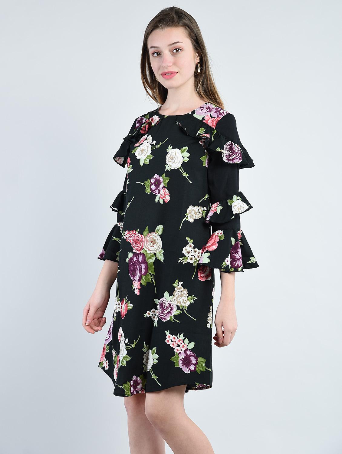 black printed crepe shift dress - 14929106 - Zoom Image - 2