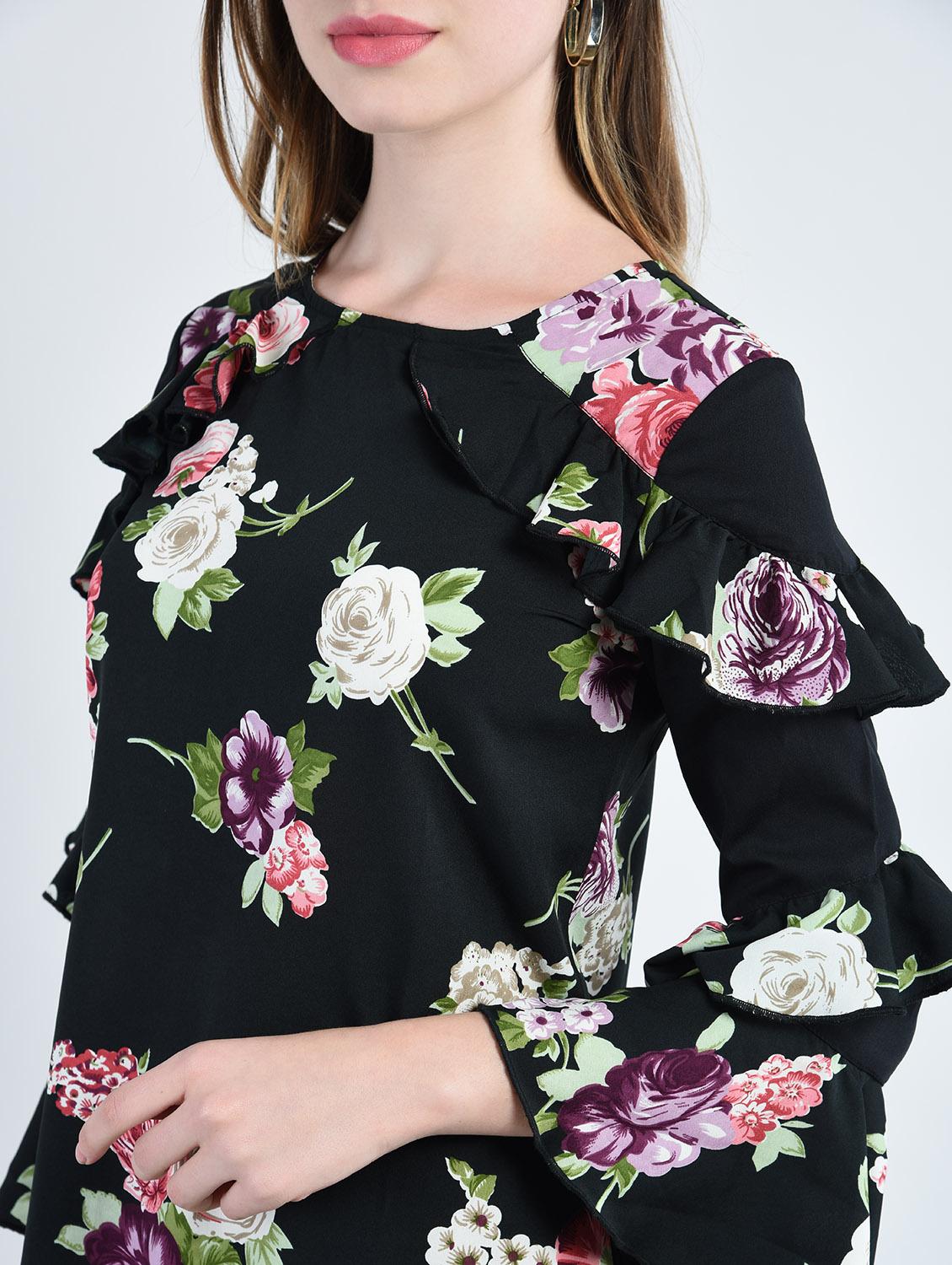 black printed crepe shift dress - 14929106 - Zoom Image - 5