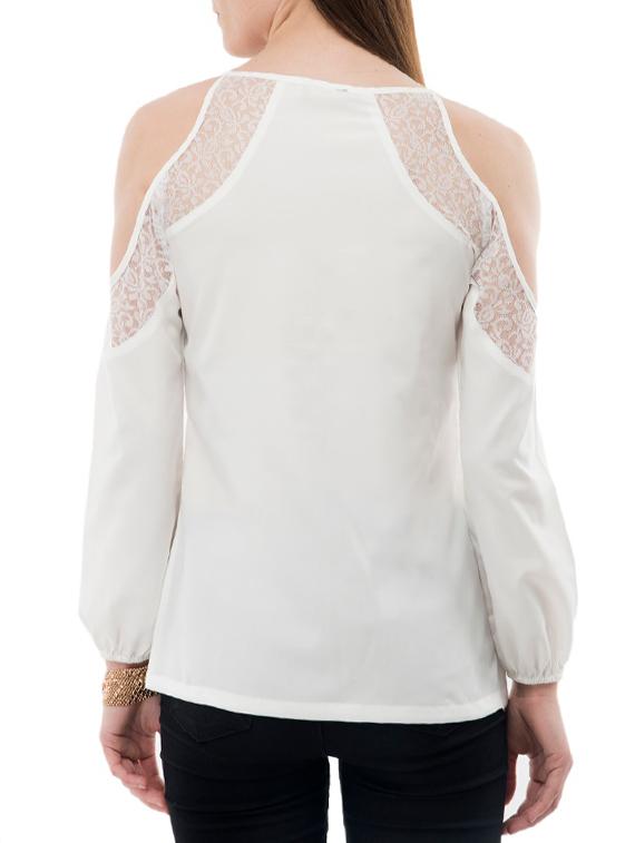 cold shoulder tie neck top - 14930624 - Zoom Image - 3