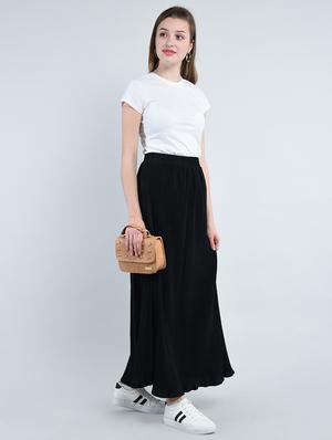 black solid crepe maxi skirt - 14930635 - Standard Image - 4