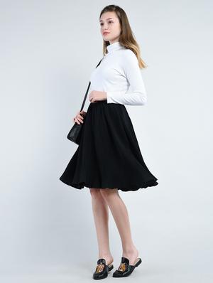 solid black crepe flared skirt - 14930636 - Standard Image - 4