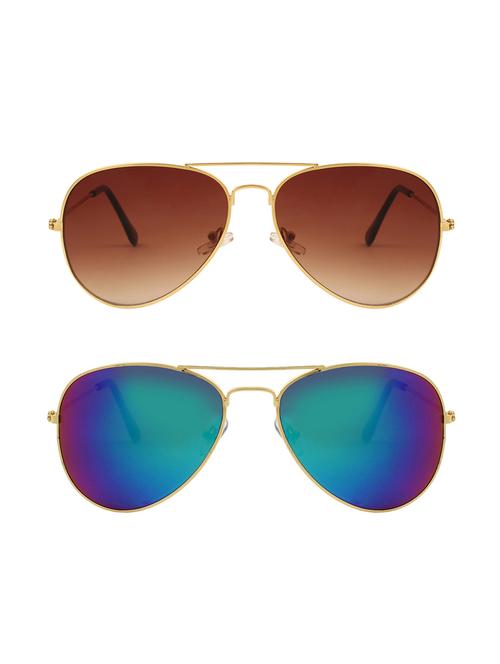 Abner Aviator, Aviator Sunglasses (Brown, Blue) - 14931231 - Standard Image - 1