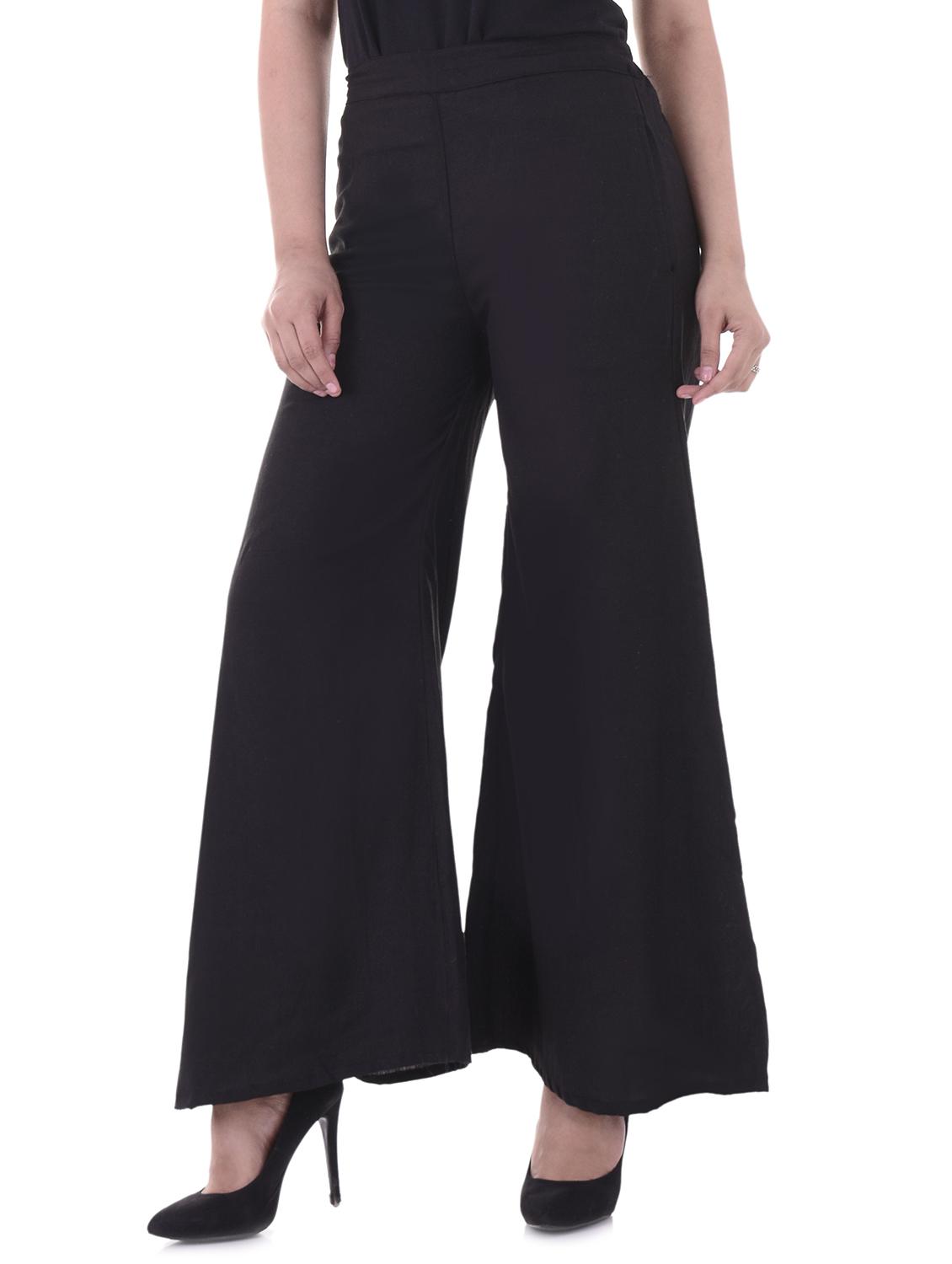 black rayon flared palazzo - 14931287 - Zoom Image - 1