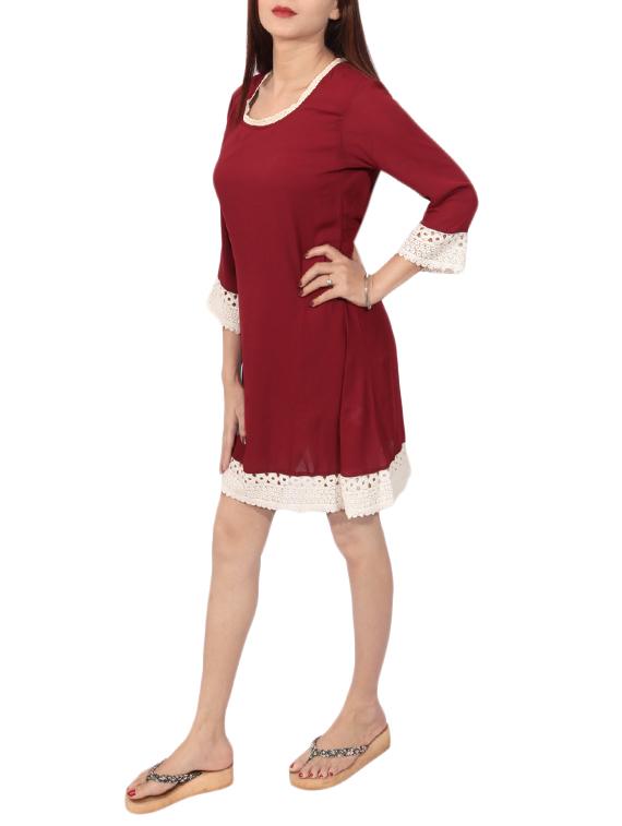 red solid a-line dress - 14931807 - Zoom Image - 2