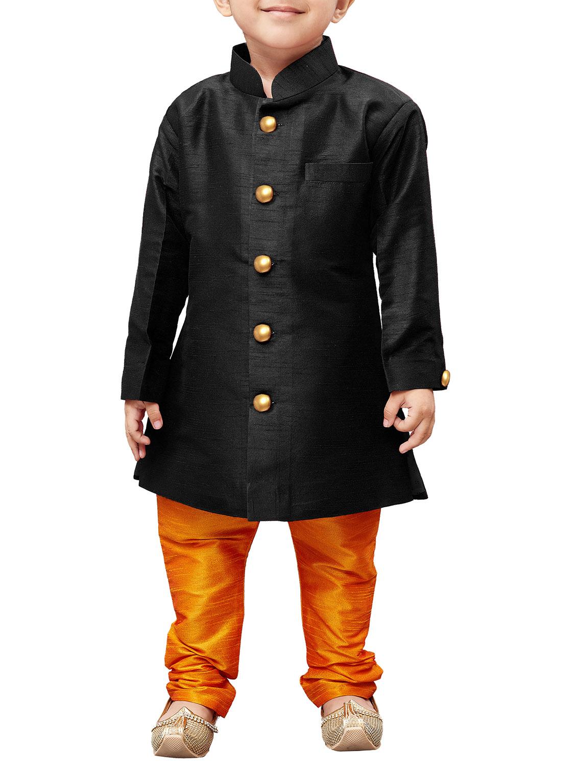 black cotton blend kurta set - 14932489 - Zoom Image - 1