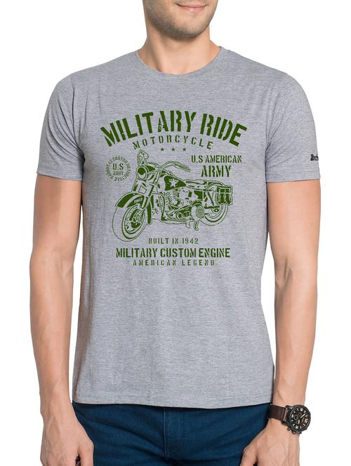 grey cotton chest print tshirt - 14933057 - Standard Image - 1