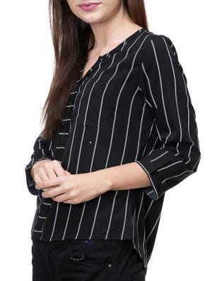notch neck striped top - 14933355 - Standard Image - 2