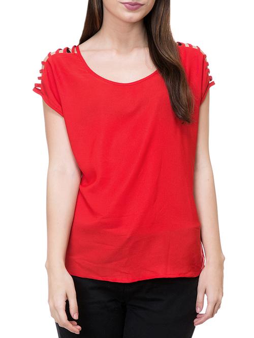 solid red casual top - 14933399 - Standard Image - 1