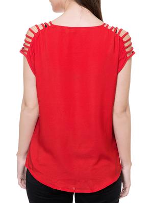 solid red casual top - 14933399 - Standard Image - 3