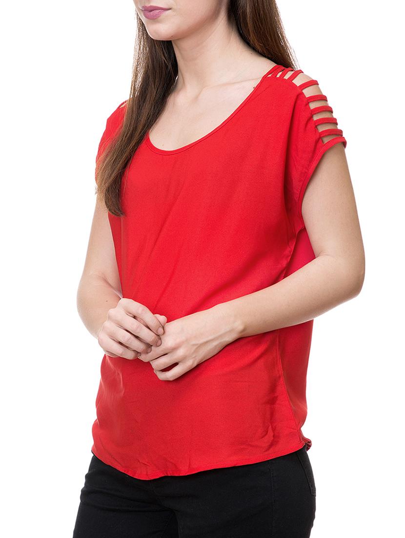 solid red casual top - 14933399 - Zoom Image - 2