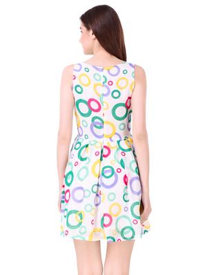 white printed fit & flare dress - 14933555 - Standard Image - 4