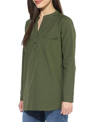 solid olive cotton tunic - 14935806 - Standard Image - 2