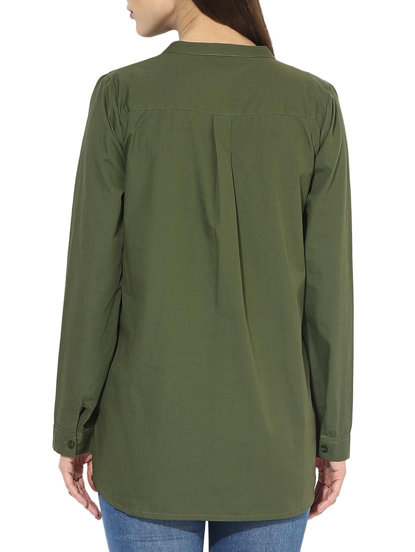 solid olive cotton tunic - 14935806 - Zoom Image - 3