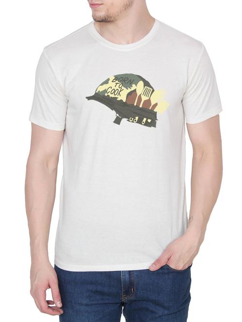 white cotton chest print tshirt - 14936165 - Standard Image - 1