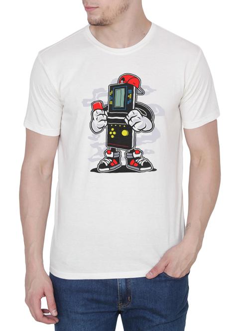 white cotton chest print tshirt - 14936170 - Standard Image - 1