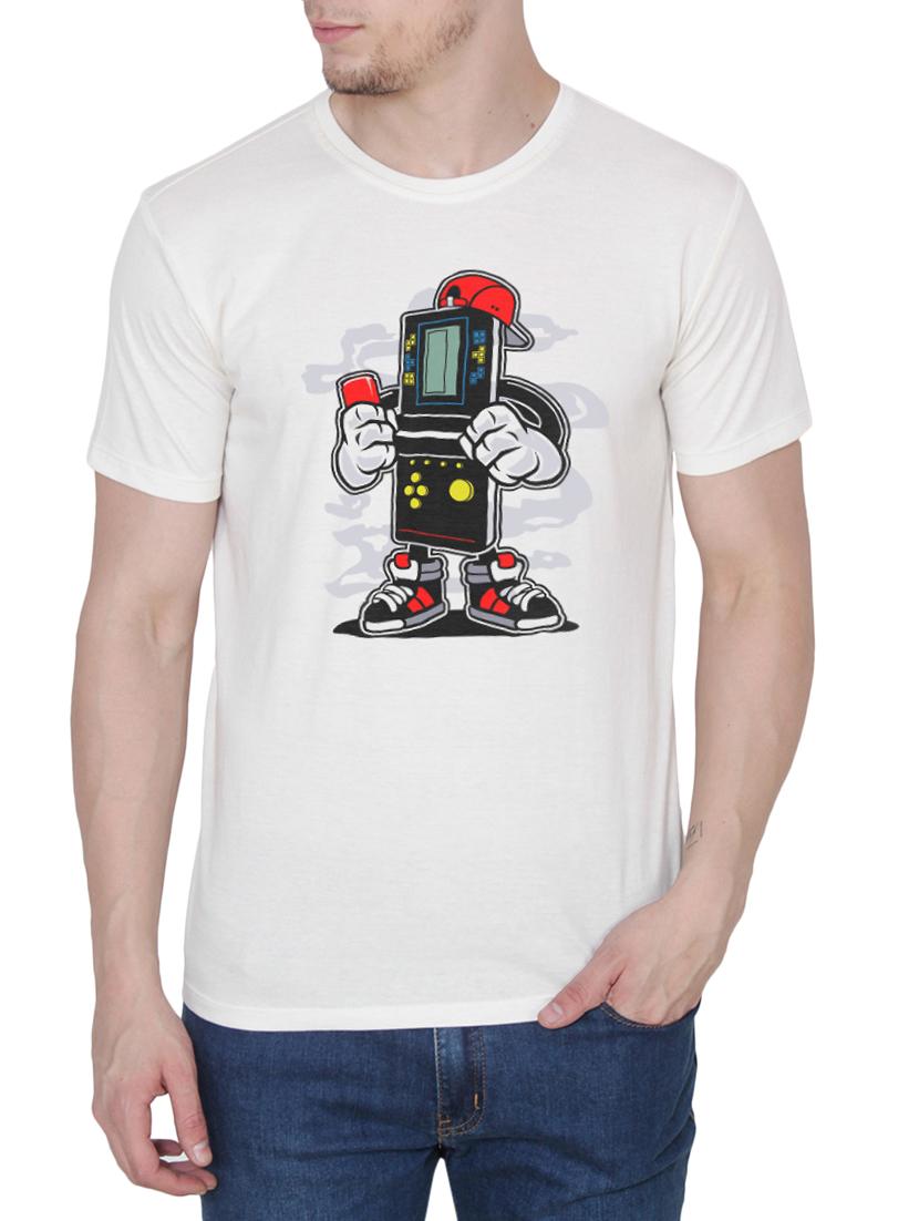 white cotton chest print tshirt - 14936170 - Zoom Image - 1