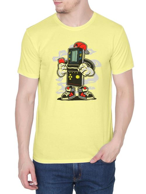 yellow cotton chest print tshirt - 14936172 - Standard Image - 1
