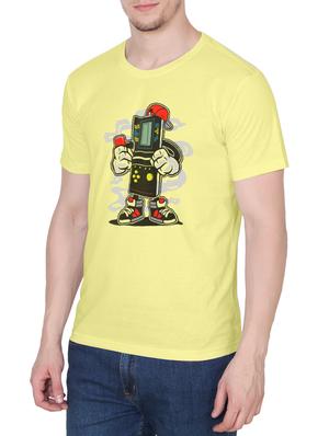 yellow cotton chest print tshirt - 14936172 - Standard Image - 2