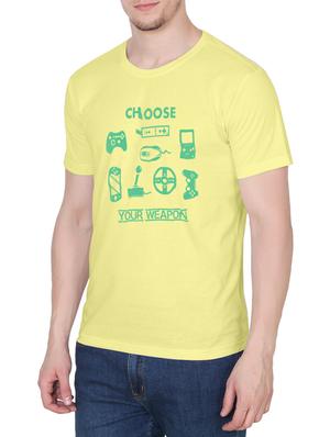 yellow cotton chest print tshirt - 14936177 - Standard Image - 2