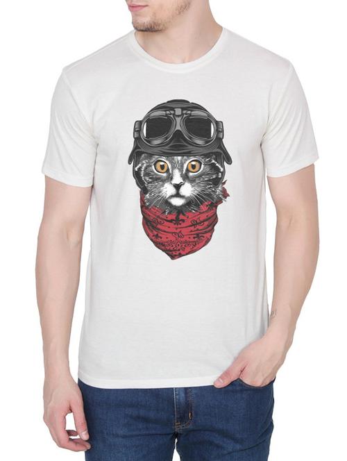 white cotton chest print tshirt - 14936185 - Standard Image - 1