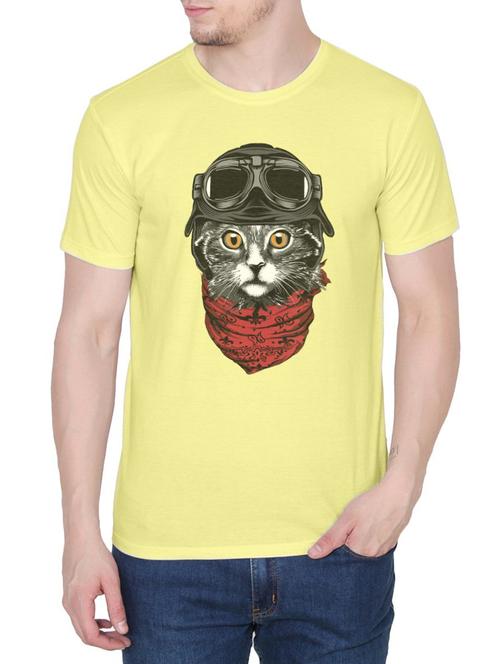 yellow cotton chest print tshirt - 14936187 - Standard Image - 1
