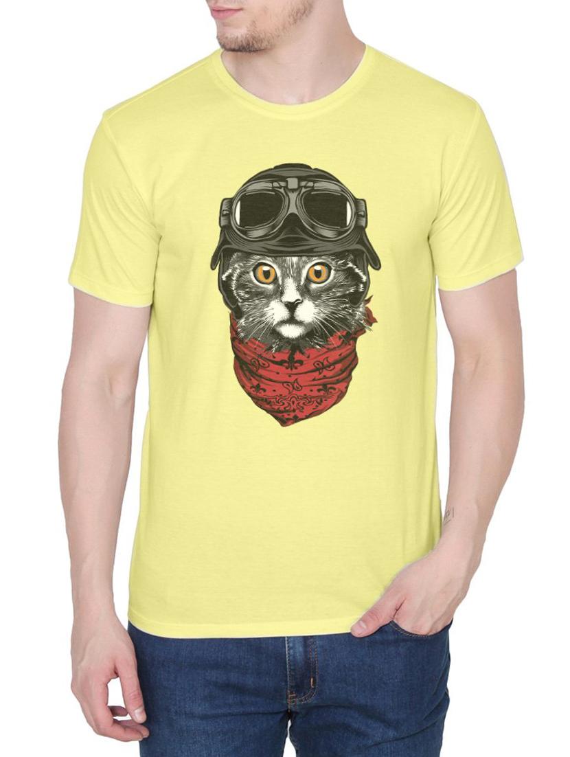 yellow cotton chest print tshirt - 14936187 - Zoom Image - 1