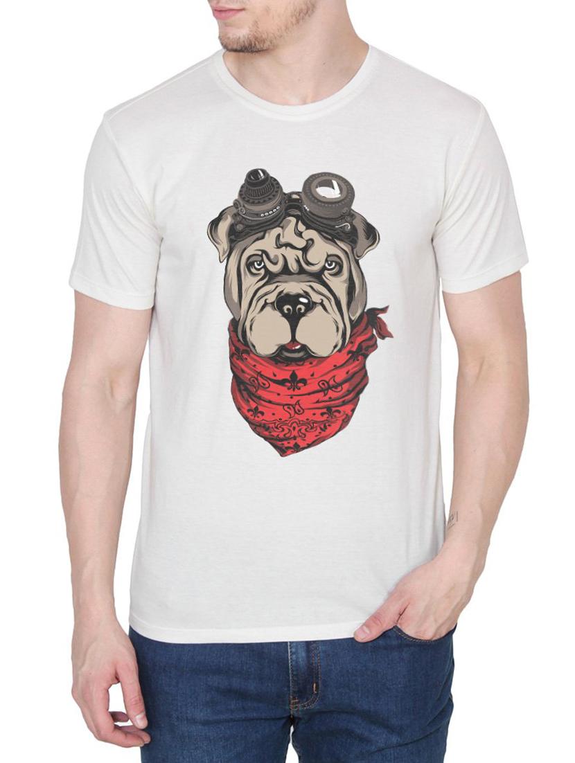 white cotton chest print tshirt - 14936190 - Zoom Image - 1
