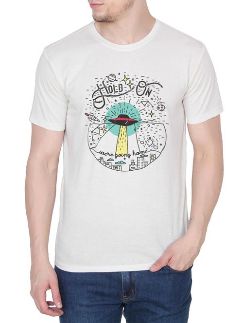 white cotton chest print tshirt - 14936194 - Standard Image - 1