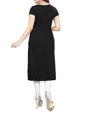 black crepe straight kurta - 14937366 - Standard Image - 3